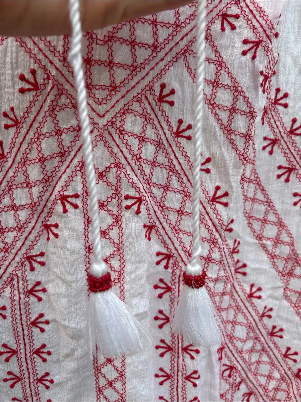 J. Jill White Peasant Tunic with Red Embroidery - Picture 5 of 14
